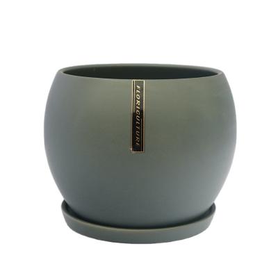 China Modern Cheap Flower Pots Matte Round Belly Flowerpot Full Simple Glazed Ceramic Basin for sale