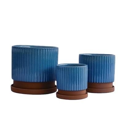 China Large Flower Pots Sale Pattern Simple Minimalist Vertical Porcelain Pot Ceramic Flower Pot for sale