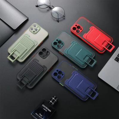 China Free Shipping Shockproof Front Camera Protective Floveme Card Slot Phone Case For iPhone TPU+PC Insert Card Phone Shell for sale