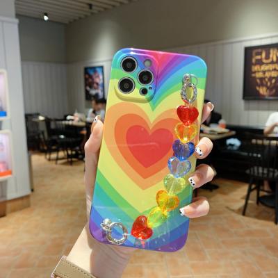 China High quality shockproof fully covered custom printed noble case chain phone shell with heart strap new technology phone case imd for sale