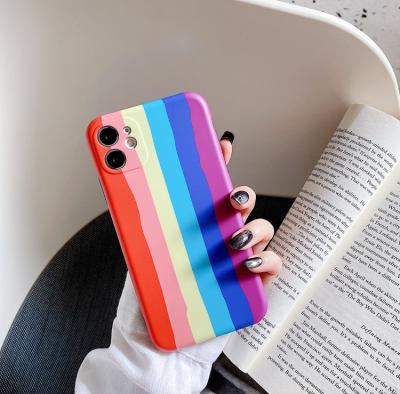 China Rainbow Phone Cover Seven Colors Gradient Eye Feeling Silicone Grip IMD Cell Phone Cover Shockproof Case for sale