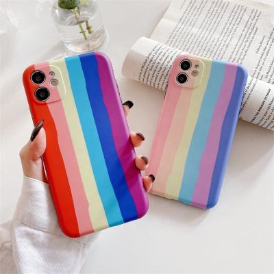 China Shockproof cell phone case for iphone 12 luxury design mobile phone cover rainbow tpu imd printing soft phone case for iphone 13 for sale