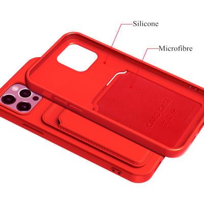 China Shockproof Frosted Classic Pattern Phone Cover Liquid Silicone Insert Card Phone Case For iphone 13 pro max phone 12 11 case for sale