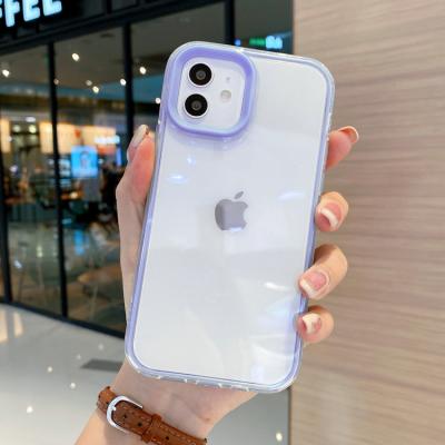 China Colorful Shockproof Full Transparent 3 Pad Shockproof Soft PC tpu Protective Phone Back Cover Cases in 1 Phone Case for sale