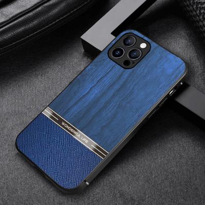 China Shockproof Integrated Straight Mount Edge Phone Shell Custom Design Phone Back Cover Wood Texture Leather Phone Case for sale