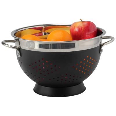 China Sustainable stainless steel colander with handles for straining, steaming, draining and rinsing for sale