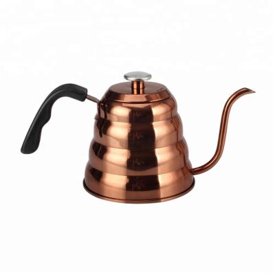 China Sustainable Copper Drip Kettle Pour Over Coffee And Teapot With Thermometer for sale