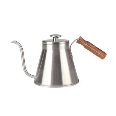 China Sustainable stainless steel spill over coffee kettle with BUILT-IN THERMOMETER and wood handle, induction stove and fire safe for sale