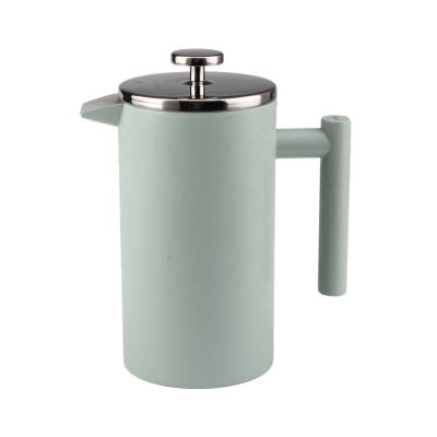 China Stainless Steel Sustainable Double Wall Green Mint French Press With 5Size 1000ml Coffee French Press Of Espresso Coffee for sale