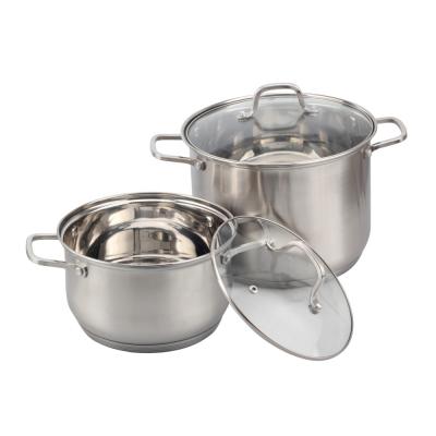 China 5-Ply Sustainable Capsule, Glass Lid, 2 Piece Stainless Steel Cookware Jar Set for sale