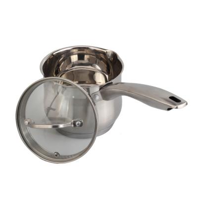 China Durable Clear Glass Lid 1.5L Long Handle 5 Layer Spout Stainless Steel Bottom Easy Pouring Saucepan for sale