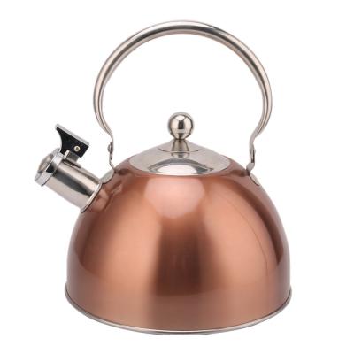 China Sustainable 2.5L Copper Painting Stainless Steel Whistling Tea Kettle for sale