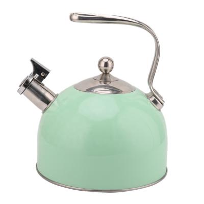 China Viable Light Green Stove Top Stainless Steel Whistling Tea Kettle for sale