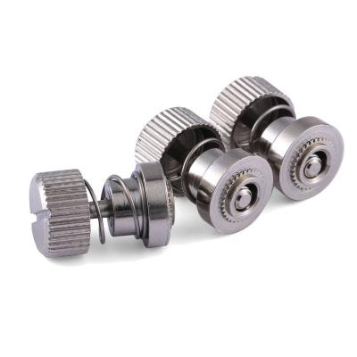 China Flat Metric Type SPF31 PF32 Low Profile Steel Nickel Plated Knob Panel Spring Loaded Captive Screws for sale