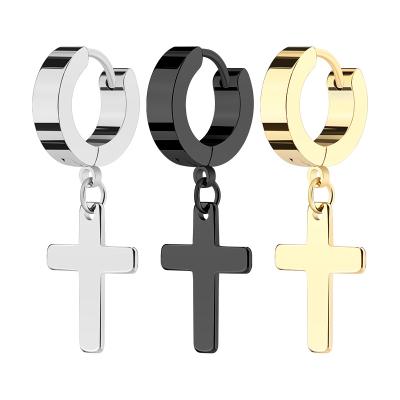 China Environmentally friendly stainless steel fashion stainless steel cross titanium steel earrings double-sided pierced clip for sale