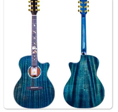 China High Quality 40 Inch Acoustic Guitar Wholesale Mahogany Folk Blue Wood Veneer Guitar For Beginner for sale