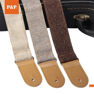 China Hemp Cotton+Yellow Leather Guitar Strap Head P&P Guitar Strap Guitar Accessories Manufacturers Canvas Canvas Accessories for sale