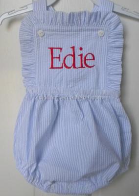 China Short sleeve clothing boutique baby kids romper cotton seersucker bubble romper sunsuit for sale