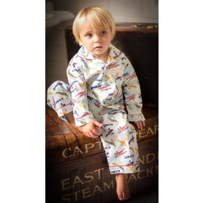 China Toddler Boys Sleepwear Cotton Pajamas Print Kids Breathable Vintage Cotton Flat Pajamas Tops And Pants 2pc Set for sale