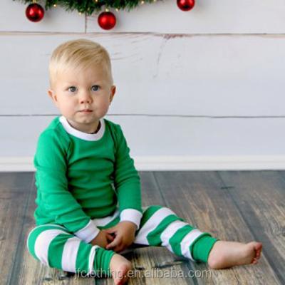 China Spandex / Cotton Latest New Design For Christmas Apparel Parent-child Set Adults Green With White Stripe Christmas Pajamas for sale