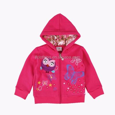 China 2-6Y Kids Clothing Breathable Owl Appliqued Fleece Winter Baby Jacket (W502#FUCHSIA) for sale