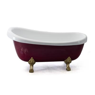 China BS-6303 Modern Royal Luxury Classic Bathroom Acrylic Red Bath Tub Claw Foot Tub for sale