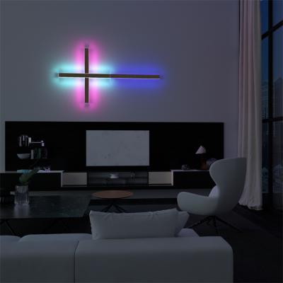 China Residential Modern Long Strip Led Wall Lamp Light Sconce Lighting Fixture RGBW Color For TV Background Wall Interior Decoration for sale