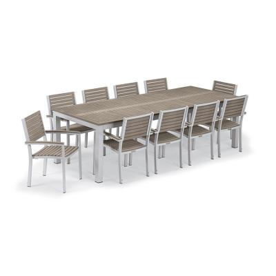 China CR2578-T Modern Outdoor Stylish Outdoor Garden Restaurant Furniture Frame Teak Dining Table And Aluminum Chair Set for sale