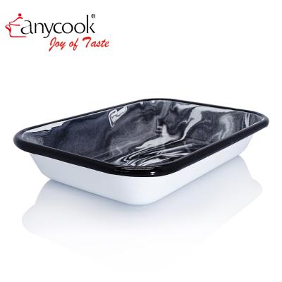 China Disposable Creative Classic Serving Dish Creative Classic Disposable Dish Salad Bowl Outdoor Camping Cooking Vintage Tray Kitchenware Enamel Rectangle Tableware for sale