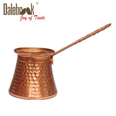 China Viable Dalebrook Cezve Turkish Arabic Cezve Ibrik 100% Greek Hand Hammered Coffee Mug Milk Warmer Cup Pure Brass Copper Teapot for sale