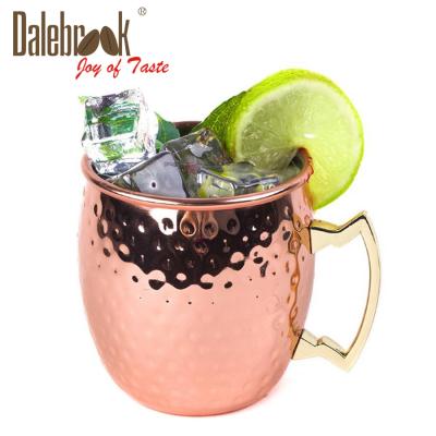 China Dalebrook 16oz Double Beer Mug Traditional Copper Plated Wall Hammered MoscowMule Mug Cocktail Tea Coffee Drinks Mug for sale