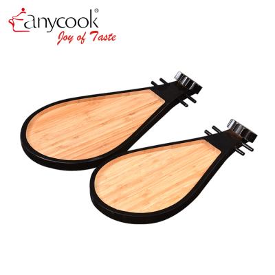 China Traditional Customized Eco - Friendly Dinnerware Music Shape Bamboo Wood Divided Pizza Dish for sale