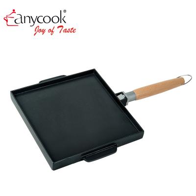 China Anycook Aluminum Square Non-Stick Liner Cookware Durable Flat Frying Pan Skillet w/Removable Double Sided Handle for sale