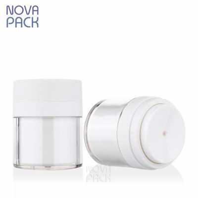 China White Plastic Airless Pump Cosmetic Packaging Jar 15ml 30ml 50ml Moisturizer Cream Jar Eye Cream Serum Plastic Airless Pump Airless Jar for sale