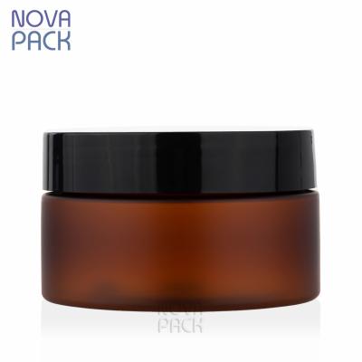 China Cosmetic PET Plastic Hair Wax Jars Low Profile Wide Mouth 100ml 120ml 150ml 200ml 8oz Frosted PET Amber Plastic Shea Body Scrub Jars for sale