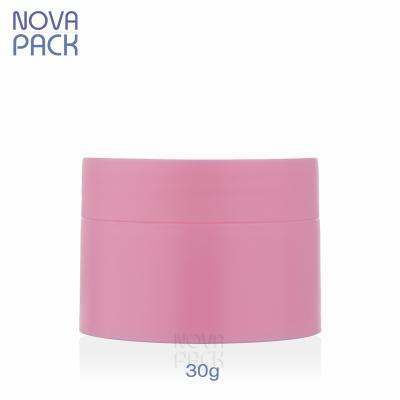 China Pink PP Lotoin Cosmetic Jar 30g 30ml Colorful Plastic Cream Cosmetic Packaging Jar Jars 1oz Matte Color Detergent Facial Balm Jar for sale