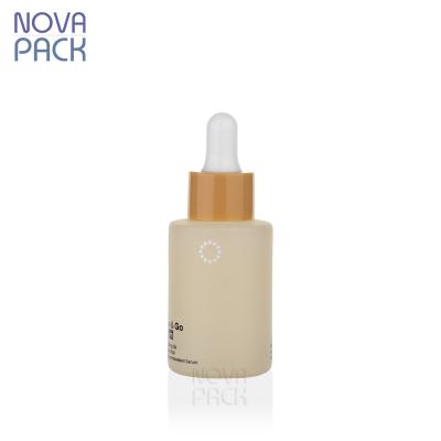 China OEM 20ml 30ml 40ml Color Dropper Bottle 1oz Essential Oil Cosmetic Matte Beige Glass Dropper Bottles Cosmetic Serum Bottle Colored for sale