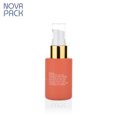 China Cosmetic Cosmetic Packaging 30ml 40ml 50ml Colored Serum Bottle Cream Lotion Pump Bottle Glass Base Glass Bottle With Gold Pump for sale