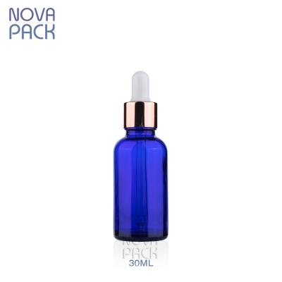 China 50ml Essential Oil Dropper Bottles Cobalt Blue Beard Oil Face Oil Serum Glass Bottle Cosmetic Tincture Bottles With Gold Dropper for sale