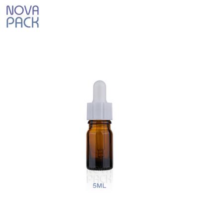 China 5ml 10ml 15ml 20ml 30ml Bottle Cosmetic Pharmacy Dropper Essential Oil Tincture Serum Amber Glass Bottle With White Plastic Dropper for sale