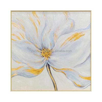 China Home Wall Picture Handmade Abstract Flower Gold Foil Canvas Flower Wall Art Paintings Luxury Aluminum Artwork for sale