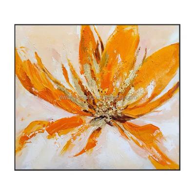 China 100% Canvas Artwork Abstract Abstract Flower Paintings Handmade Large Orange Thick Pure Modern Canvas Abstract for sale