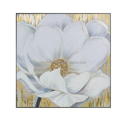 China Pure Hand Drawn Nordic Wall Decor White Fleur De Lis Modern Abstract Acrylic Oil Painting Canvas for sale