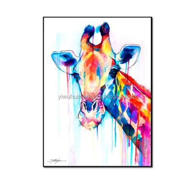 China Animal Handmade Oil Painting On Canvas 100% Hand Painted Colorful Animal Wall Art Giraffe Abstract Abstract Picture for sale