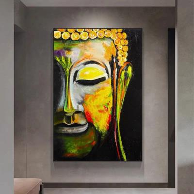 China 100% Home Decoration Handmade Abstract Figure Of Buddha Portrait Buddha Canvas Wall Art Large Size Modern Painting Head for sale