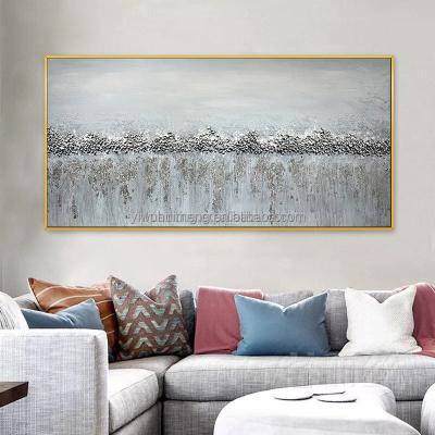 China Modern The Art Canvas Handpainted Wall Art Oil Painting Abstract Home Decor Cuadro Modern Best Of Grayness Rock Snowy Silver Wall for sale