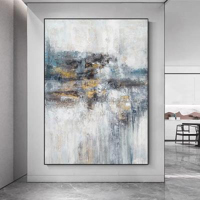 China 100% Handmade Gray Abstract Landscape Large Wall Decor Abstract Wall Art Pictures With Frame Oil Painting for sale