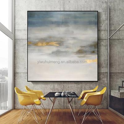 China Modern Oil Paintings New Gray Blue Landscape 100% Canvas Knife Hand Painted Thick Abstract Wall Picture On Canvas Large for sale