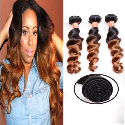 China Soft And Silky Body Wave Human Hair Ombre Extensions , Black And Blonde Dip Dye Hair Extensions for sale