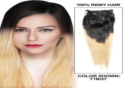 China Soft Smooth Full Head Colored Human Hair Extensions 12 - 30 Inch Straight Remy Hair Weave for sale